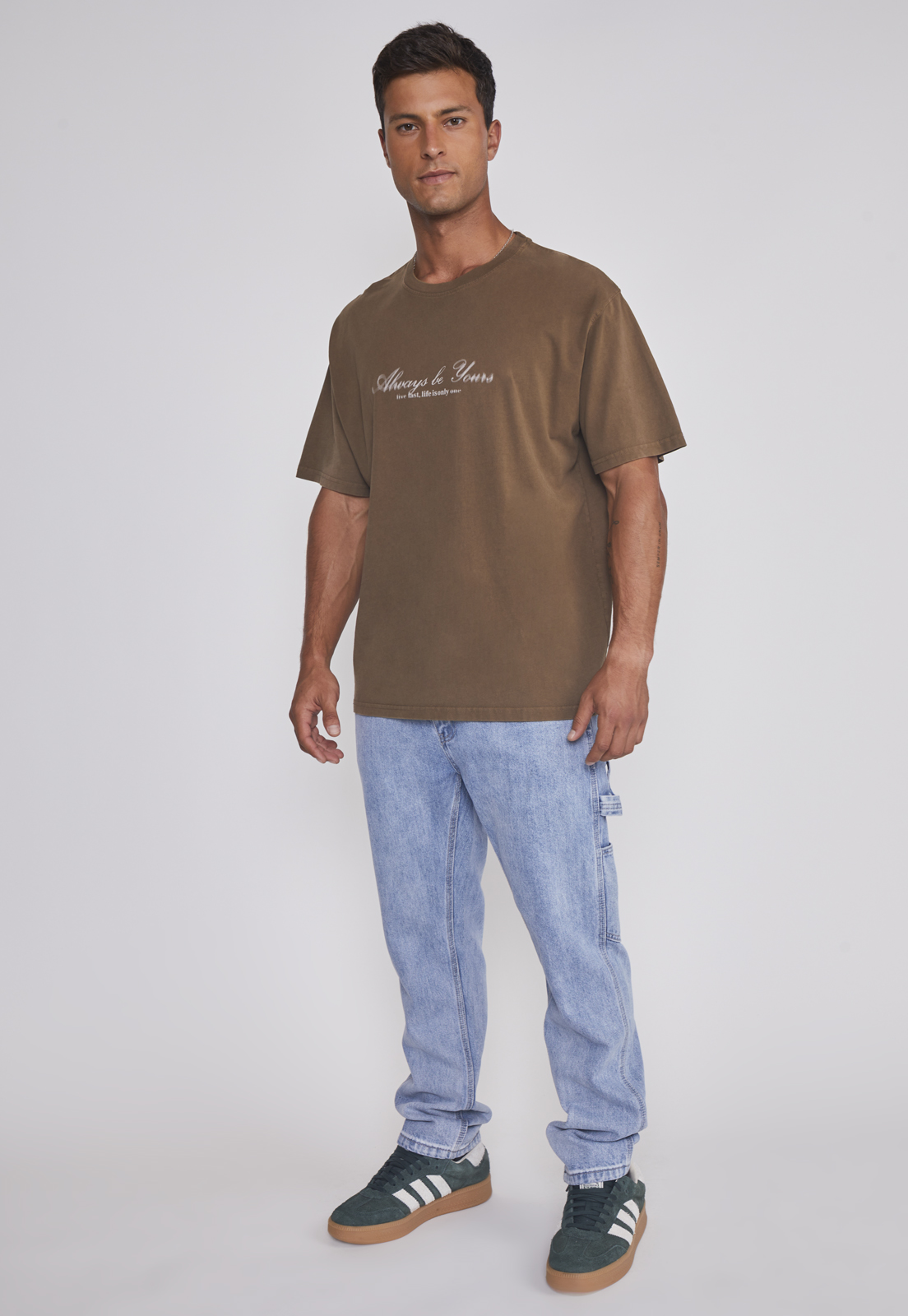 Polera Hombre Lavada Proceso Café Sioux 3