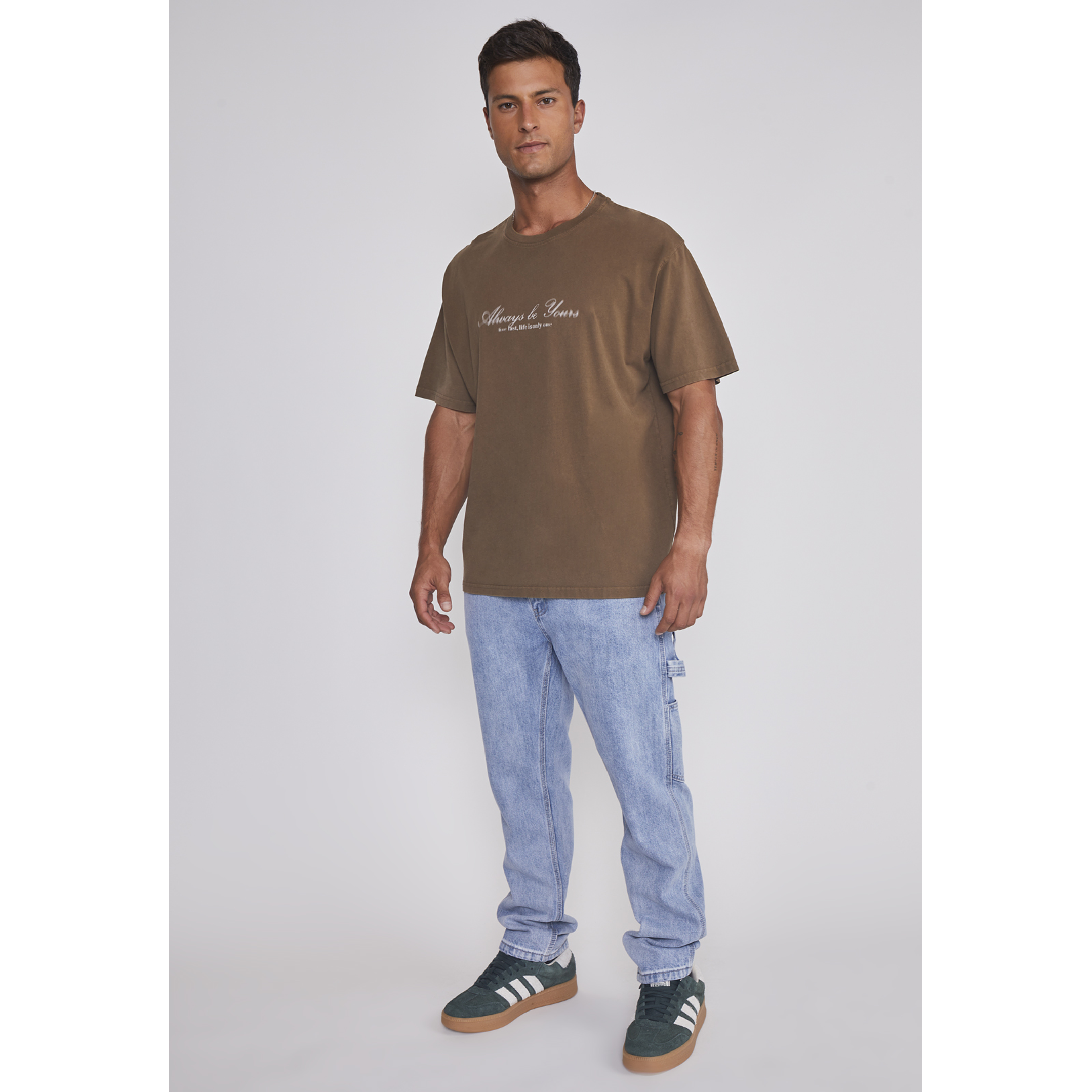 Polera Hombre Lavada Proceso Café Sioux 3