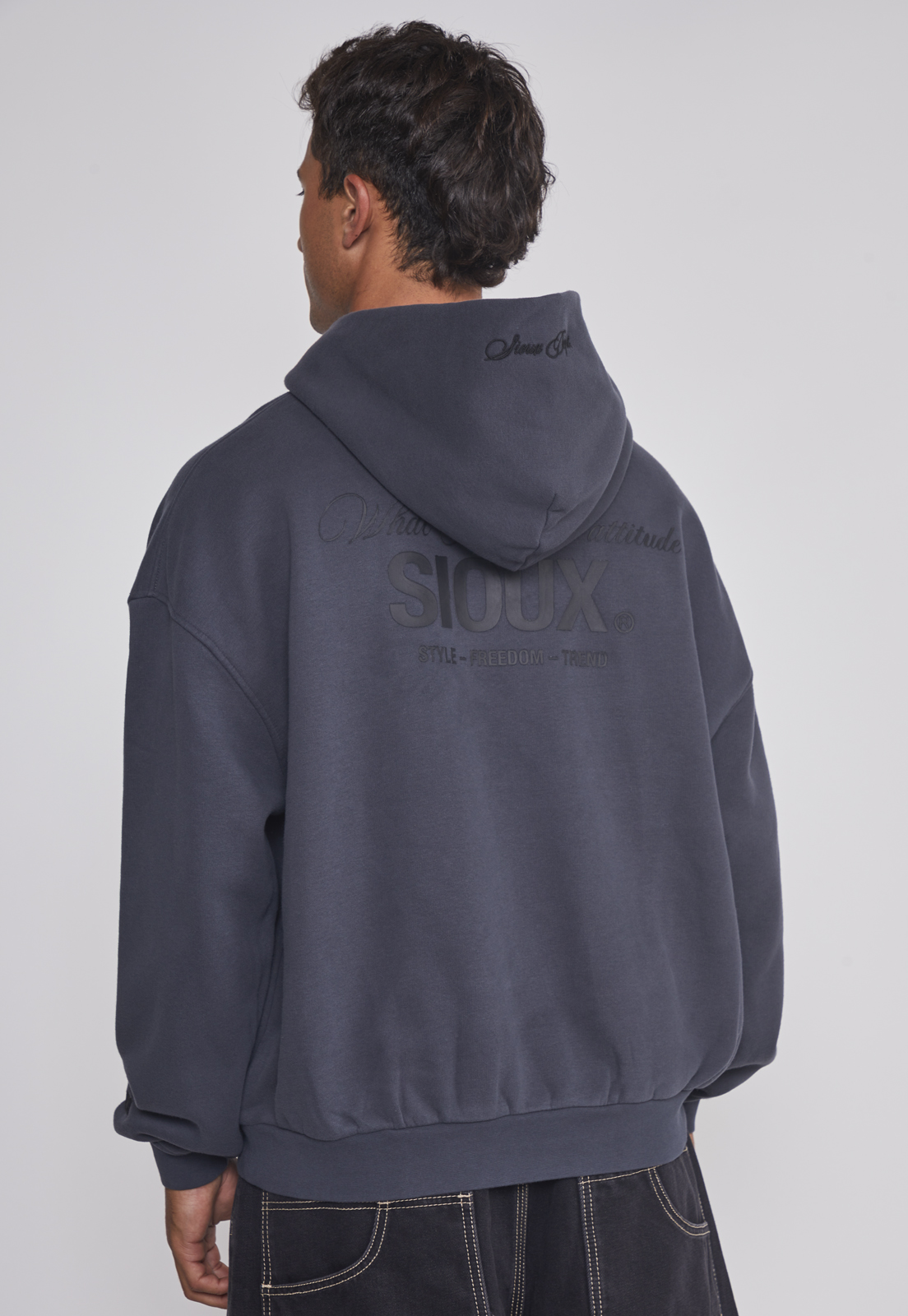 Polerón Hombre Lavado 3D Relaxed Negro Sioux 2