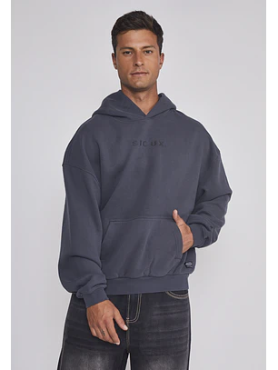 Polerón Hombre Lavado 3D Relaxed Negro Sioux