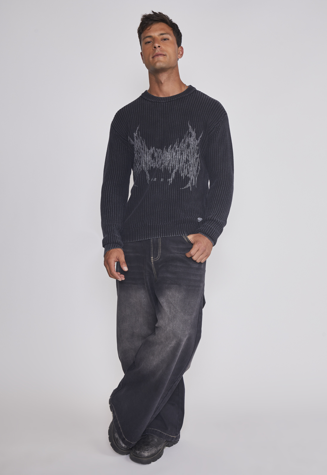 Sweater Hombre Lavado Death Negro Sioux 3