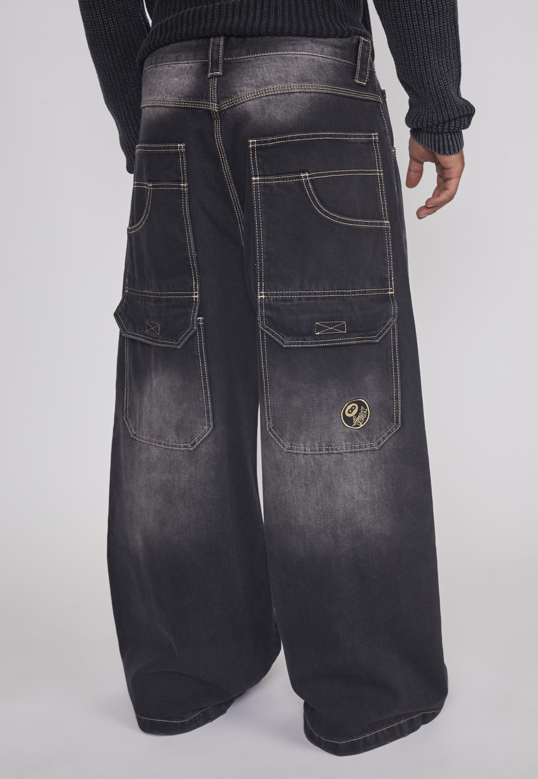 Jeans Hombre Mega Baggy Parche Negro Sioux 2