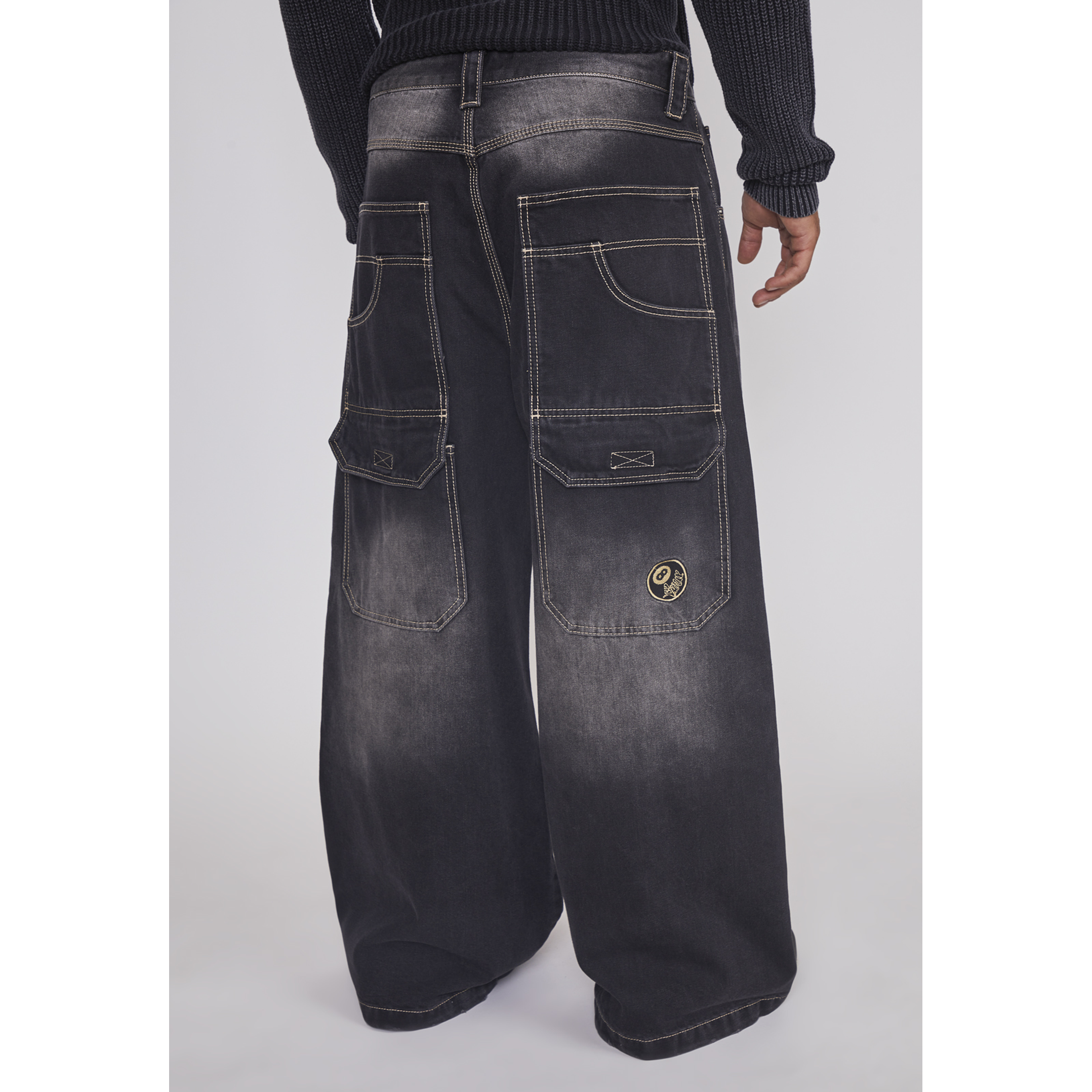 Jeans Hombre Mega Baggy Parche Negro Sioux 2