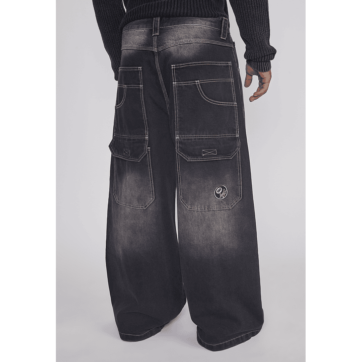 Jeans Hombre Mega Baggy Parche Negro Sioux 2