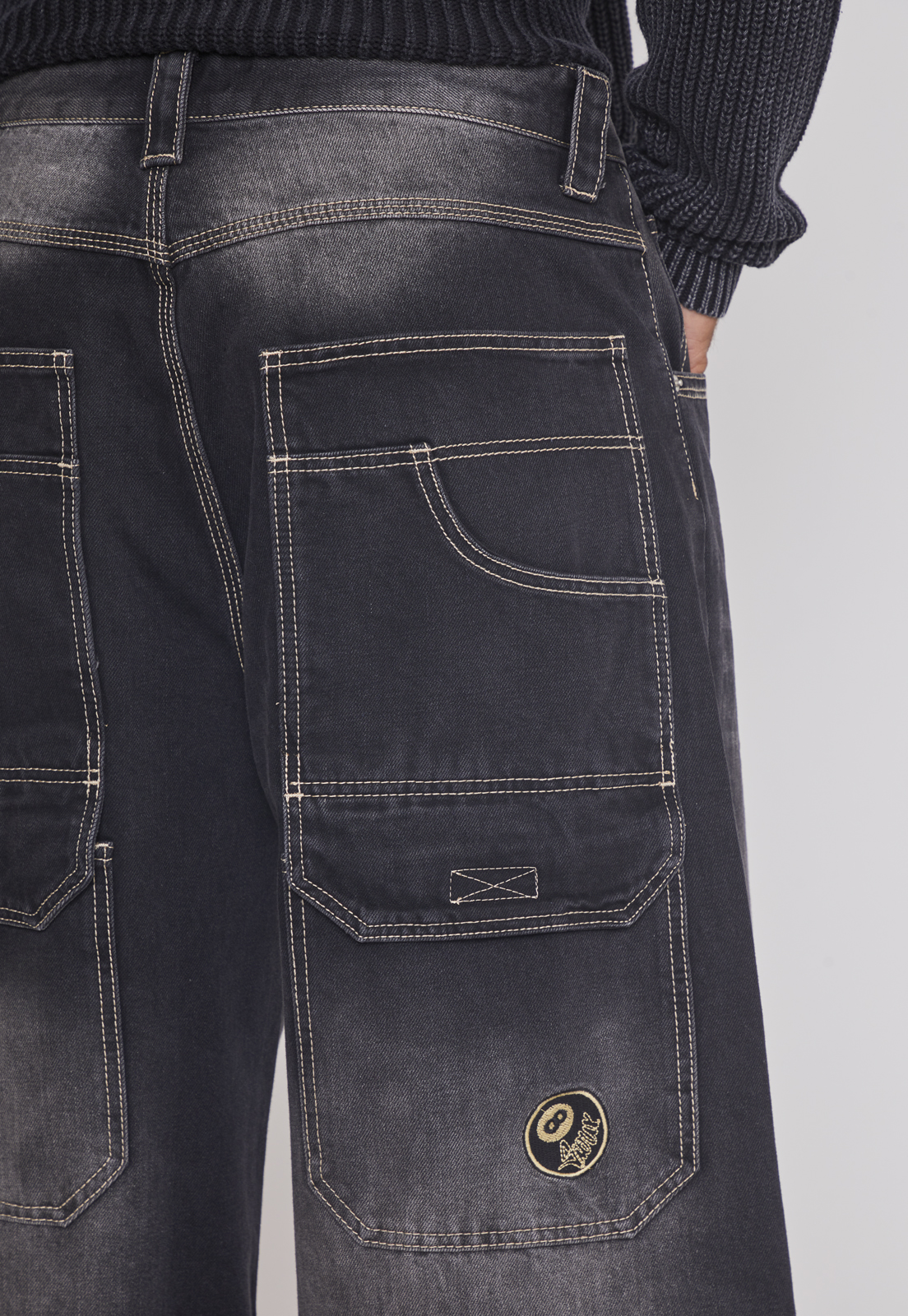 Jeans Hombre Mega Baggy Parche Negro Sioux 4