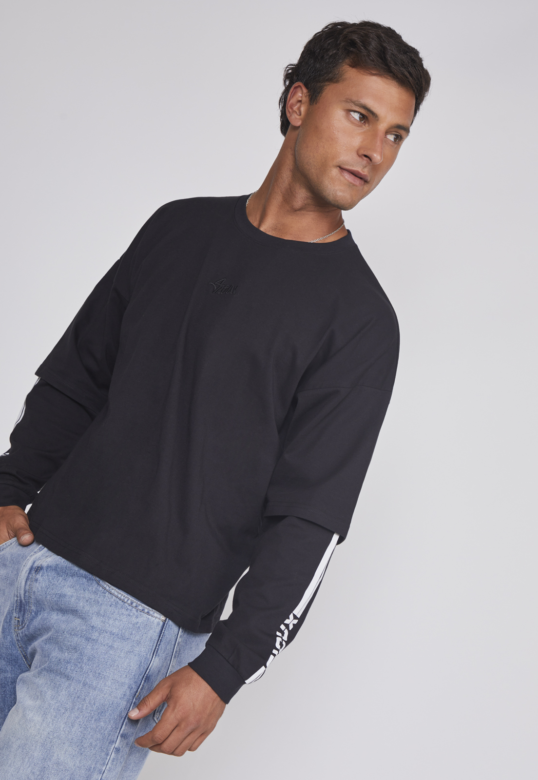 Polera Hombre Boxy Fit Negro Sioux 5
