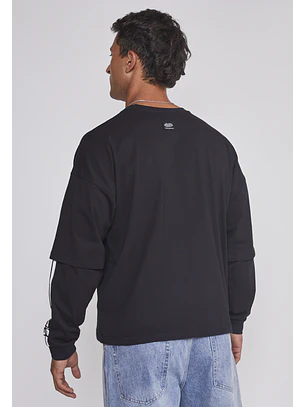 Polera Hombre Boxy Fit Negro Sioux