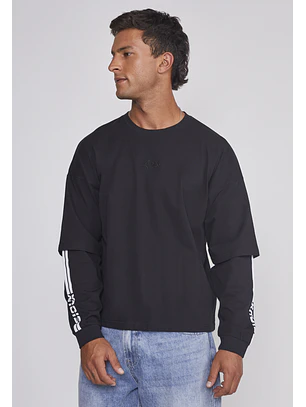 Polera Hombre Boxy Fit Negro Sioux