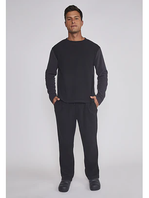 Pijama Polar Largo hombre Negro Sioux