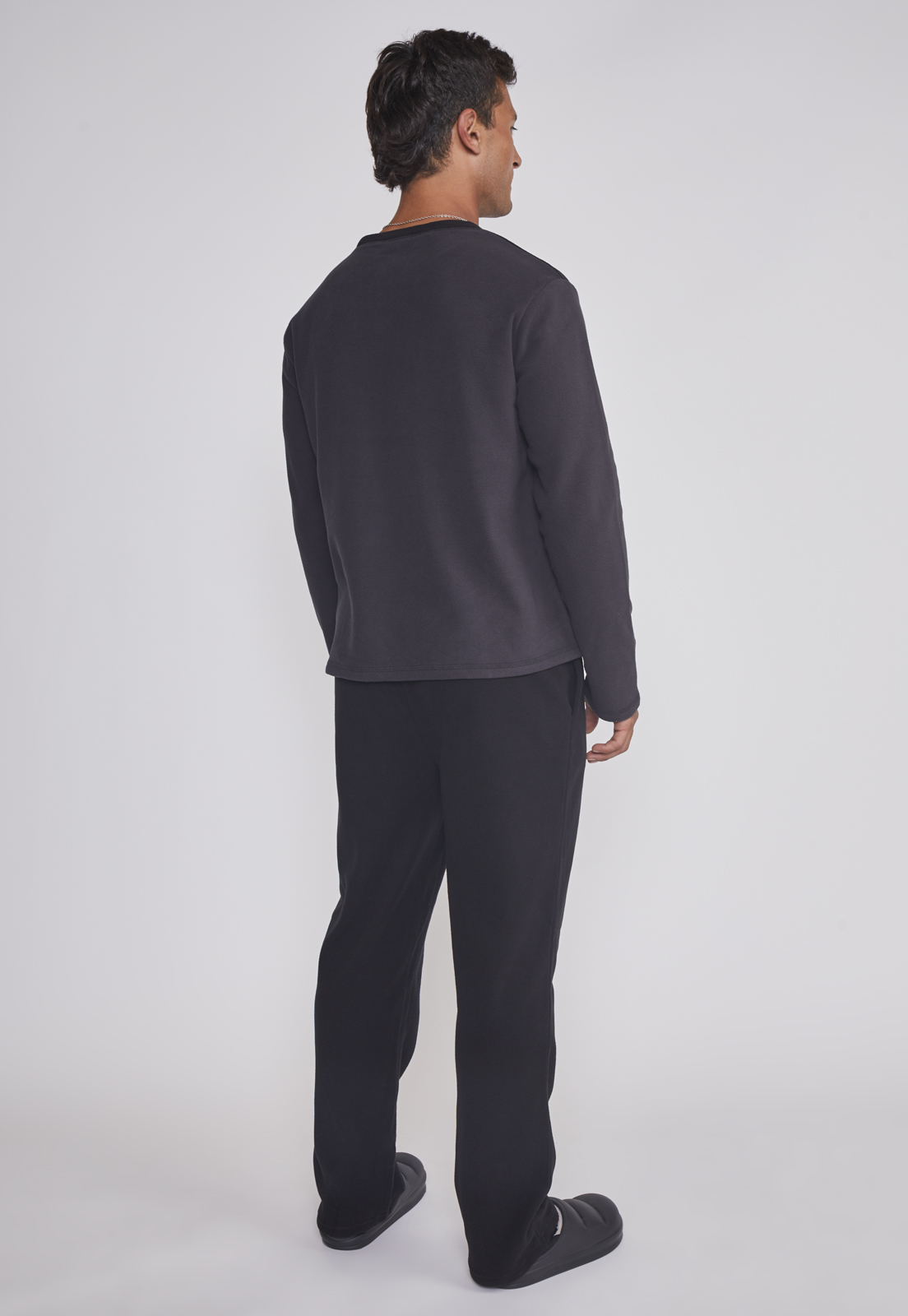 Pijama Polar Largo hombre Negro Sioux 2