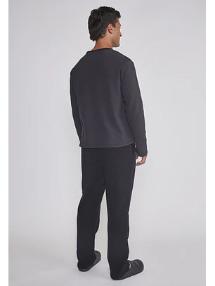 Pijama Polar Largo hombre Negro Sioux