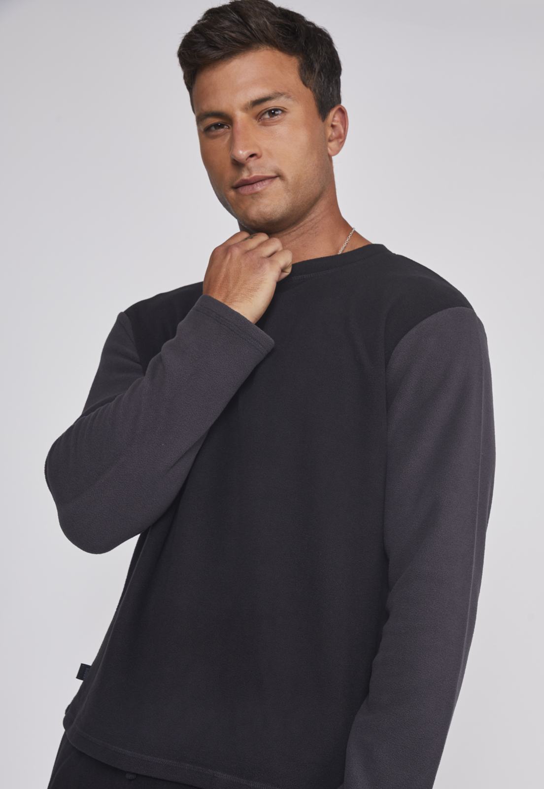 Pijama Polar Largo hombre Negro Sioux 4