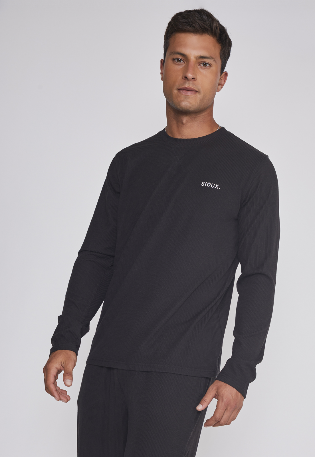 Pijama Waffles Largo Hombre Negro Sioux 5