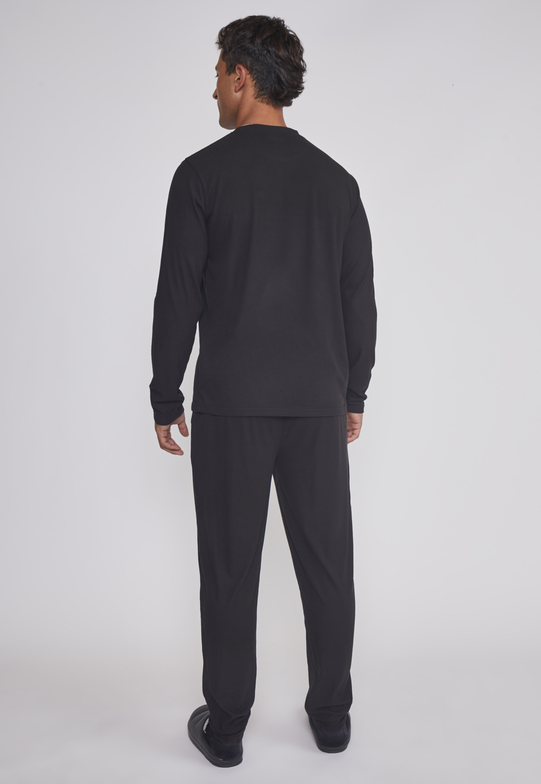 Pijama Waffles Largo Hombre Negro Sioux 2