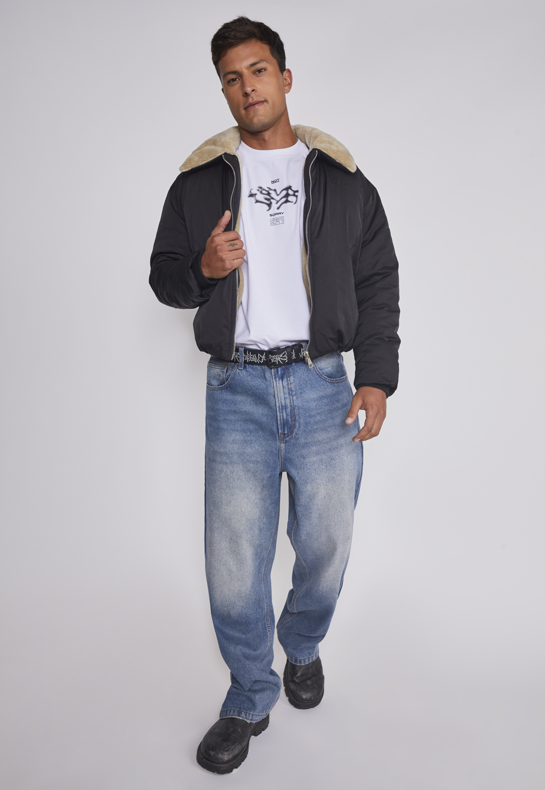 Cinturón Hebilla Impreso Negro Sioux 2