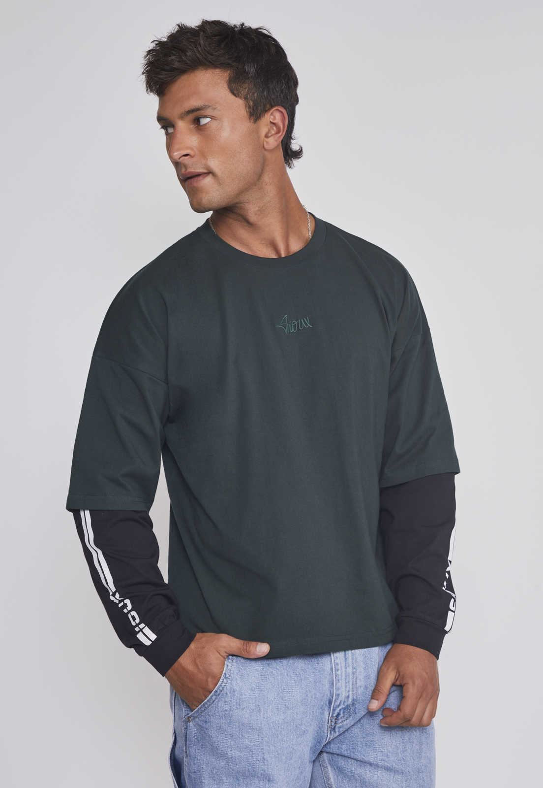 Polera Hombre Boxy Fit Verde Sioux 1