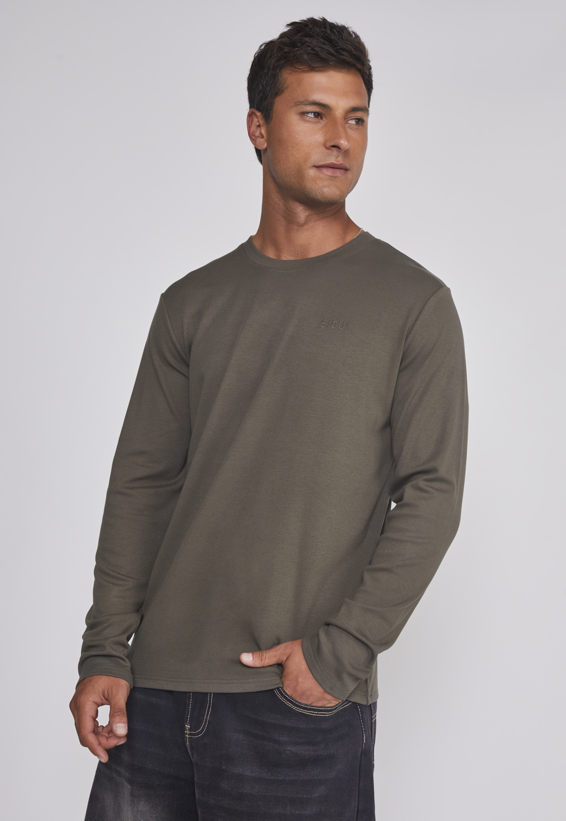 Polera Hombre Tipo Camiseta Térmica Verde Sioux 1