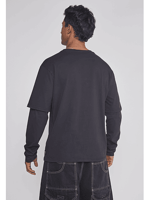 Polera Hombre Bordado Basic Negro Sioux