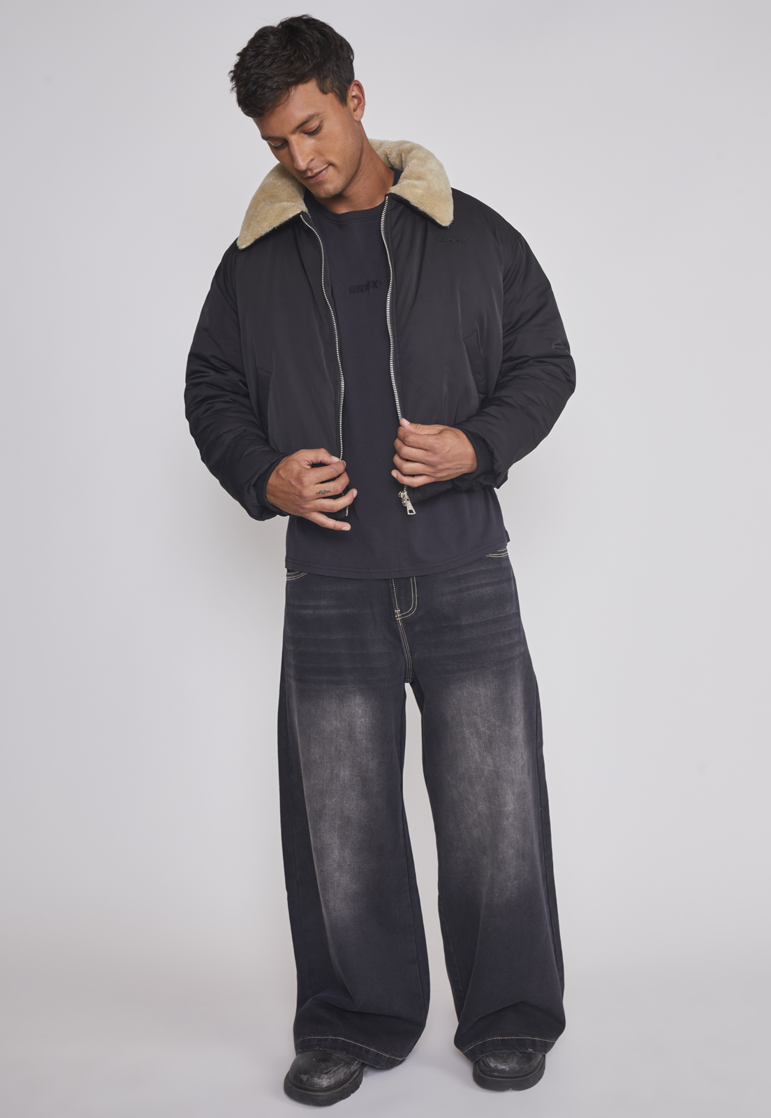 Chaqueta Hombre Cuello Solapa Negro Sioux 3