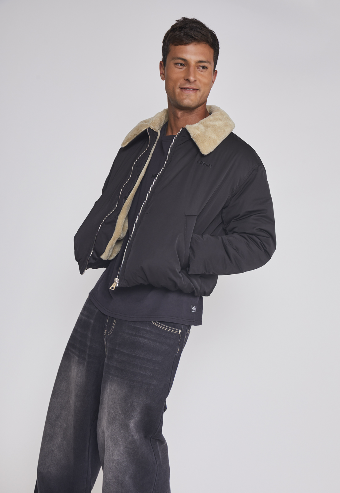 Chaqueta Hombre Cuello Solapa Negro Sioux 5