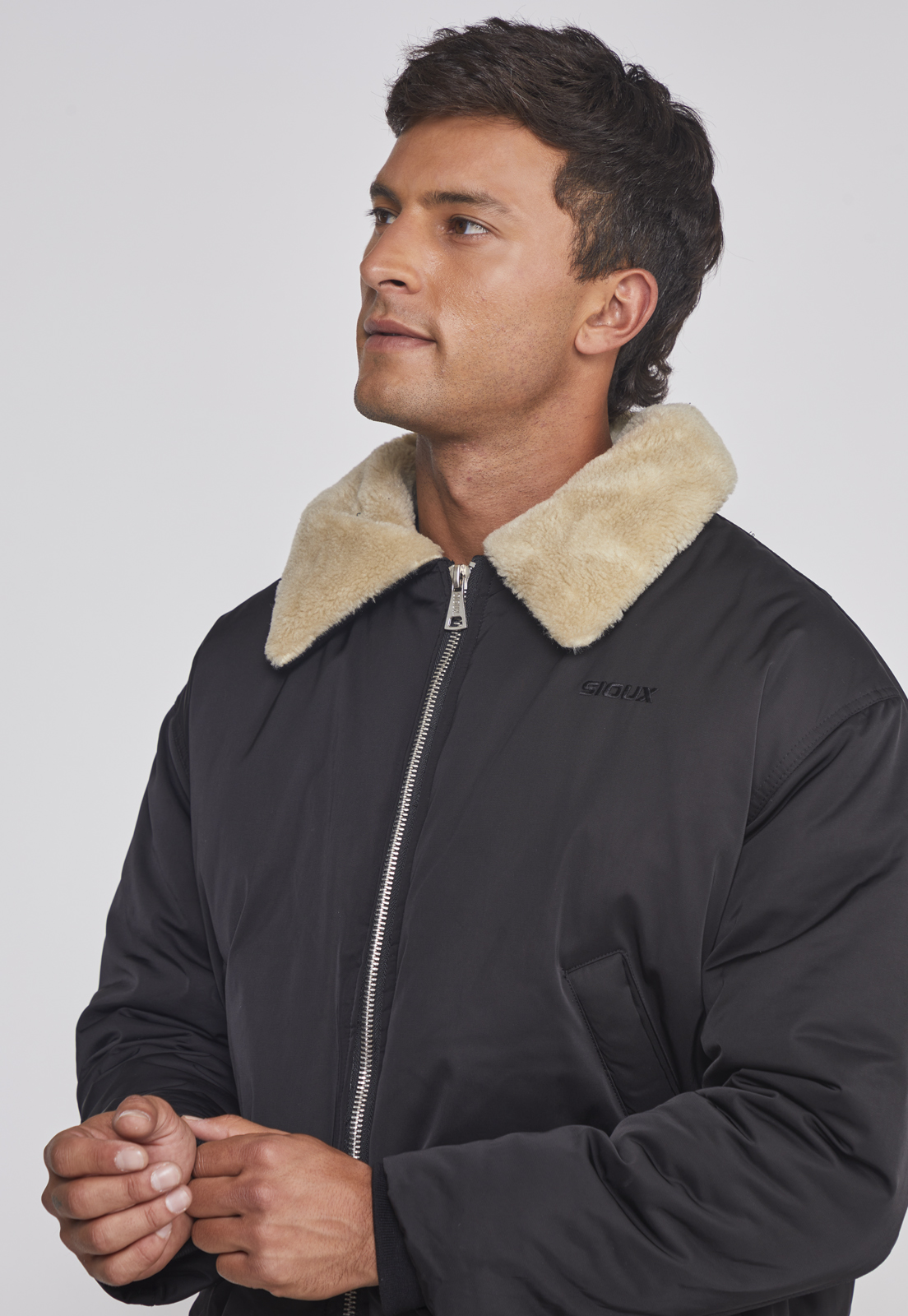 Chaqueta Hombre Cuello Solapa Negro Sioux 4