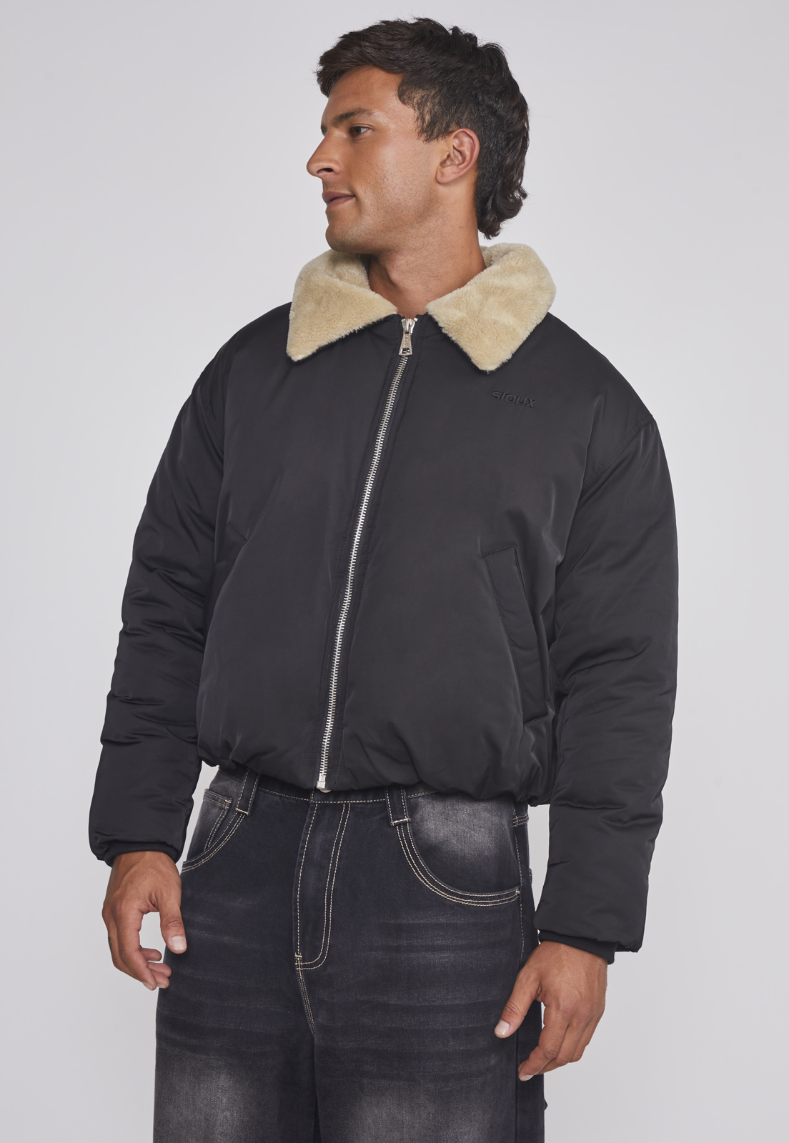 Chaqueta Hombre Cuello Solapa Negro Sioux 1