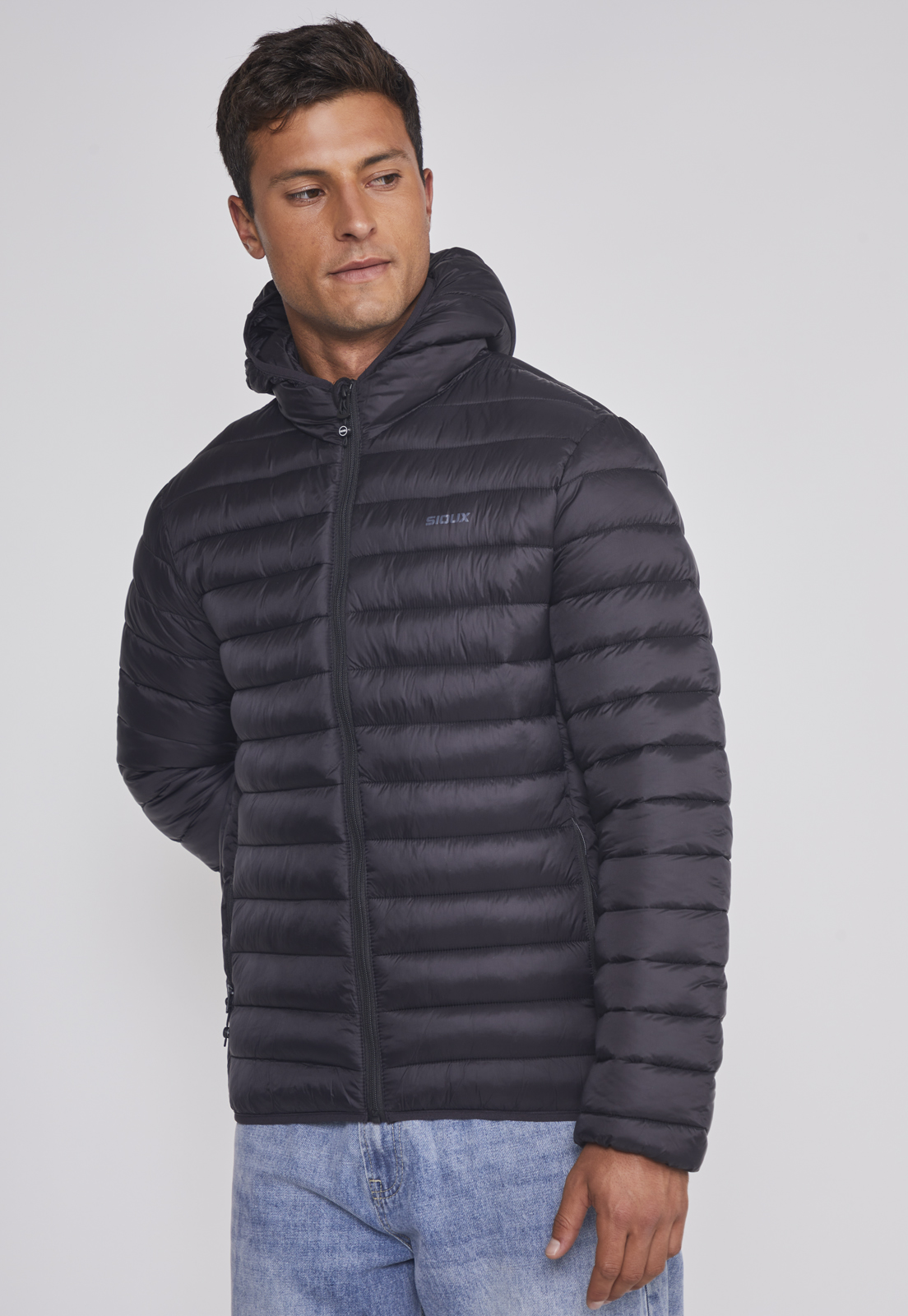 Parka Hombre Basica Con Gorro Negro Sioux 1