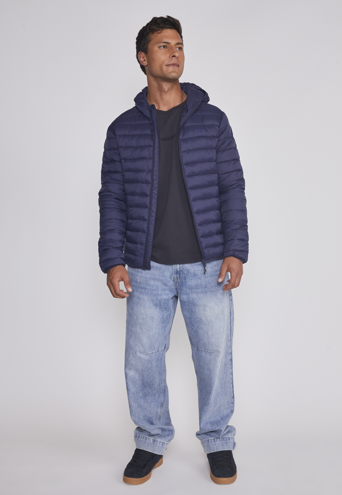 Parka Hombre Basica Con Gorro Azul Sioux 3