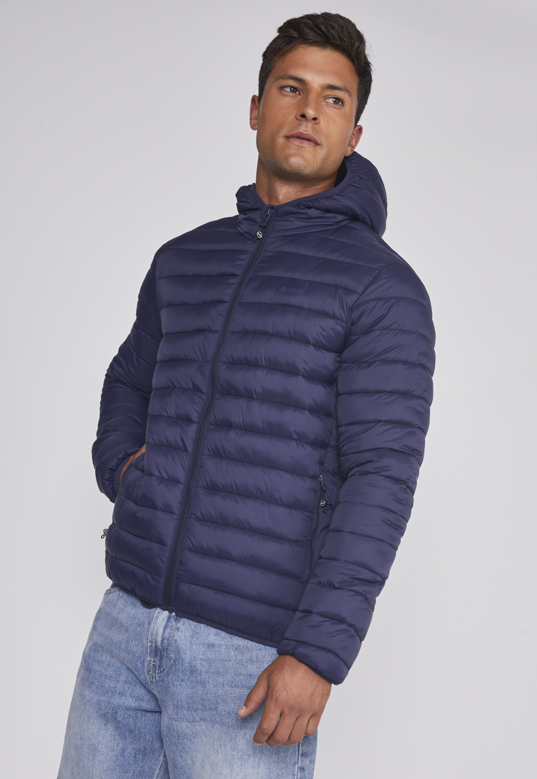 Parka Hombre Basica Con Gorro Azul Sioux 5