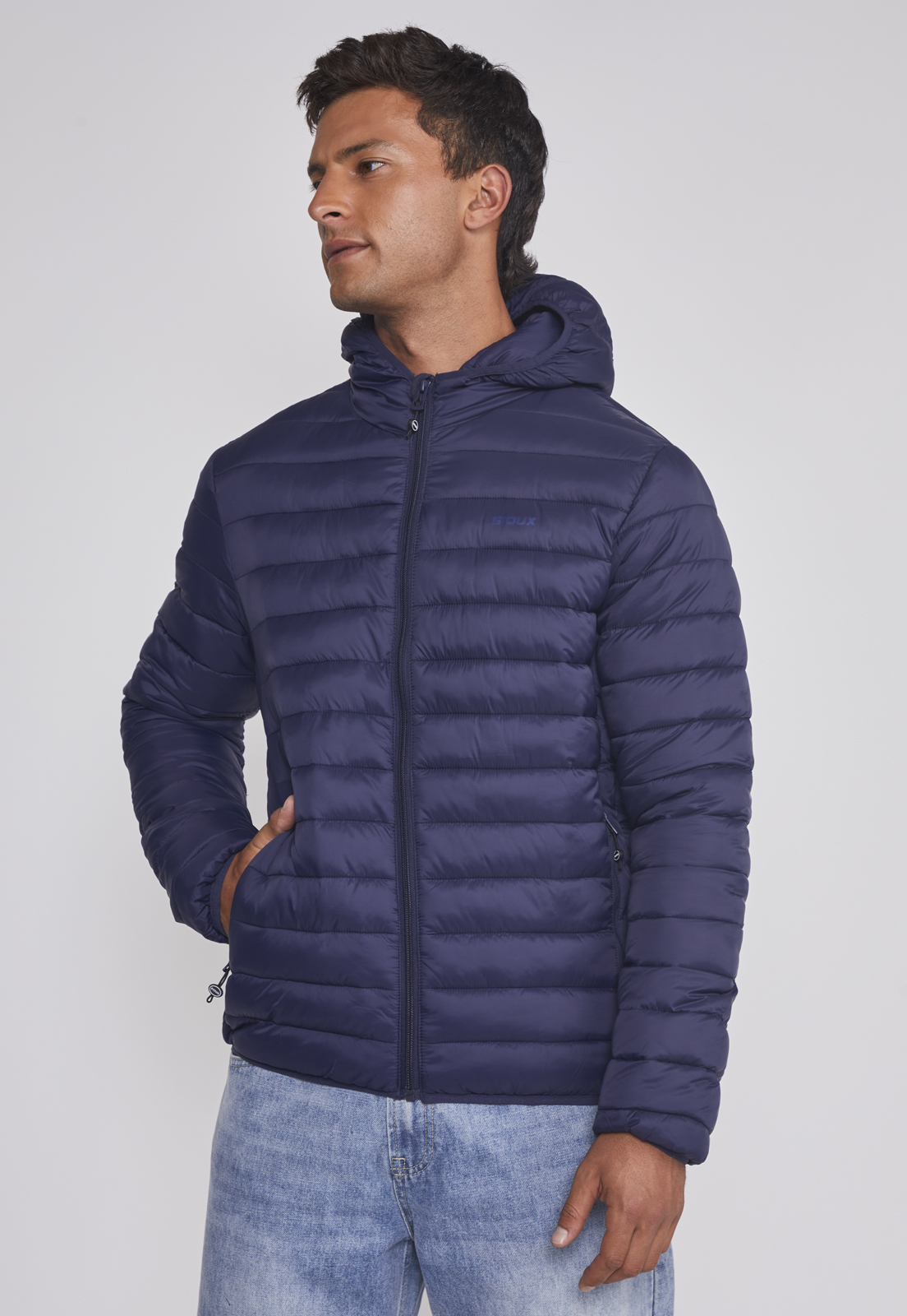 Parka Hombre Basica Con Gorro Azul Sioux 1