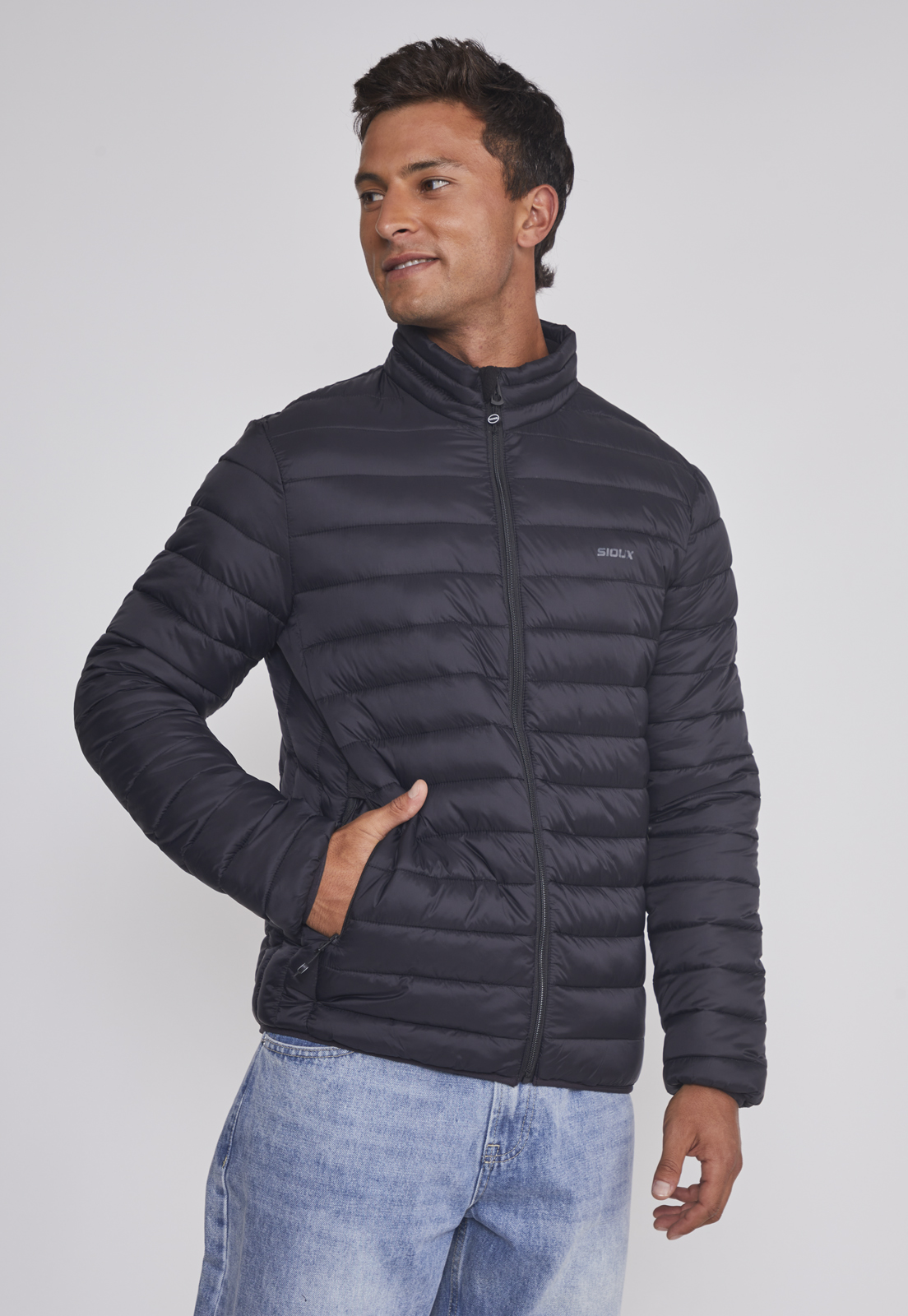 Parka Hombre Basica Lineas Negro Sioux 1