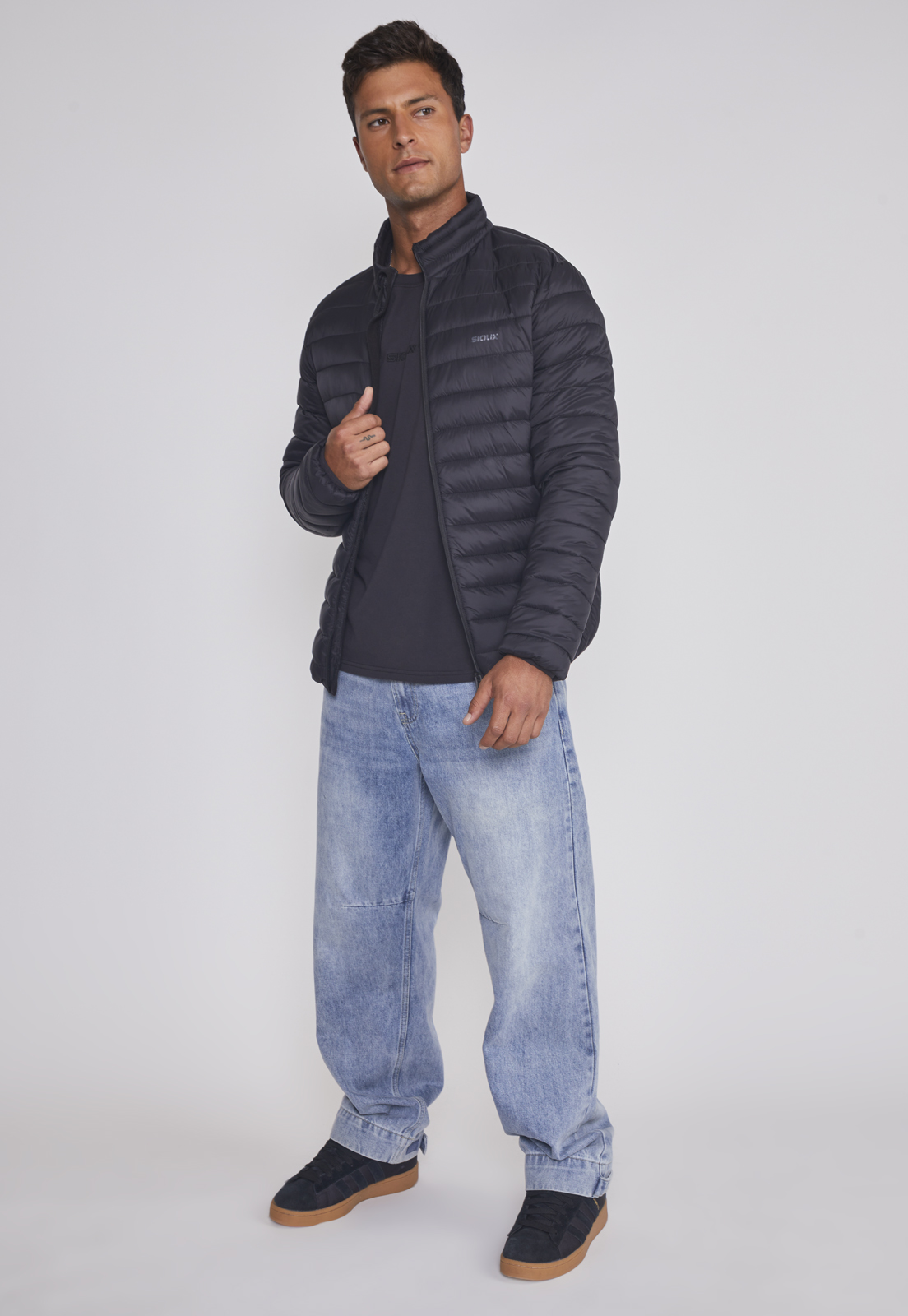 Parka Hombre Basica Lineas Negro Sioux 3