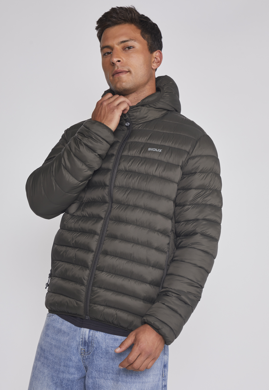 Parka Hombre Basica Con Gorro Verde Sioux 1