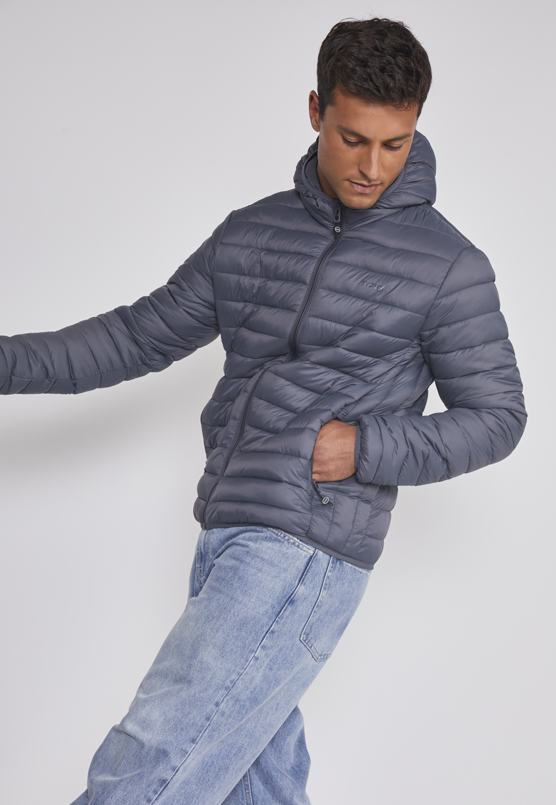 Parka Hombre Basica Con Gorro Gris Sioux 5