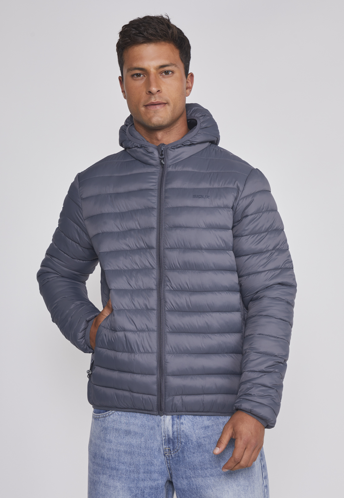 Parka Hombre Basica Con Gorro Gris Sioux 1