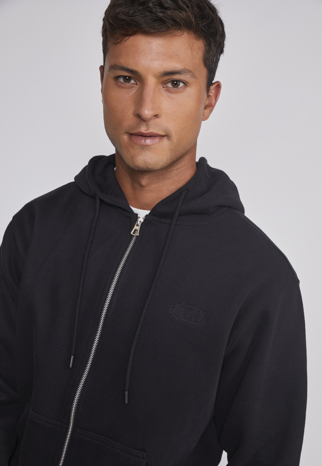 Polerón Hombre Basico Con Cierre Negro Sioux 4