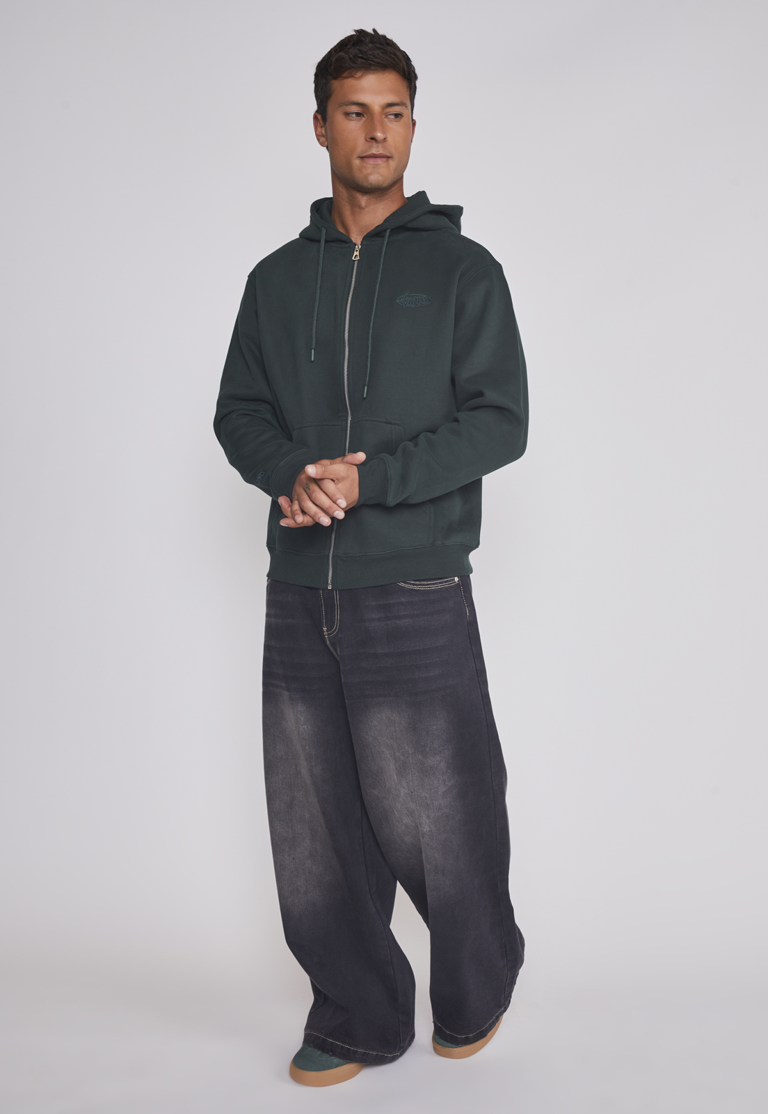 Polerón Hombre Basico Con Cierre Verde Sioux 3