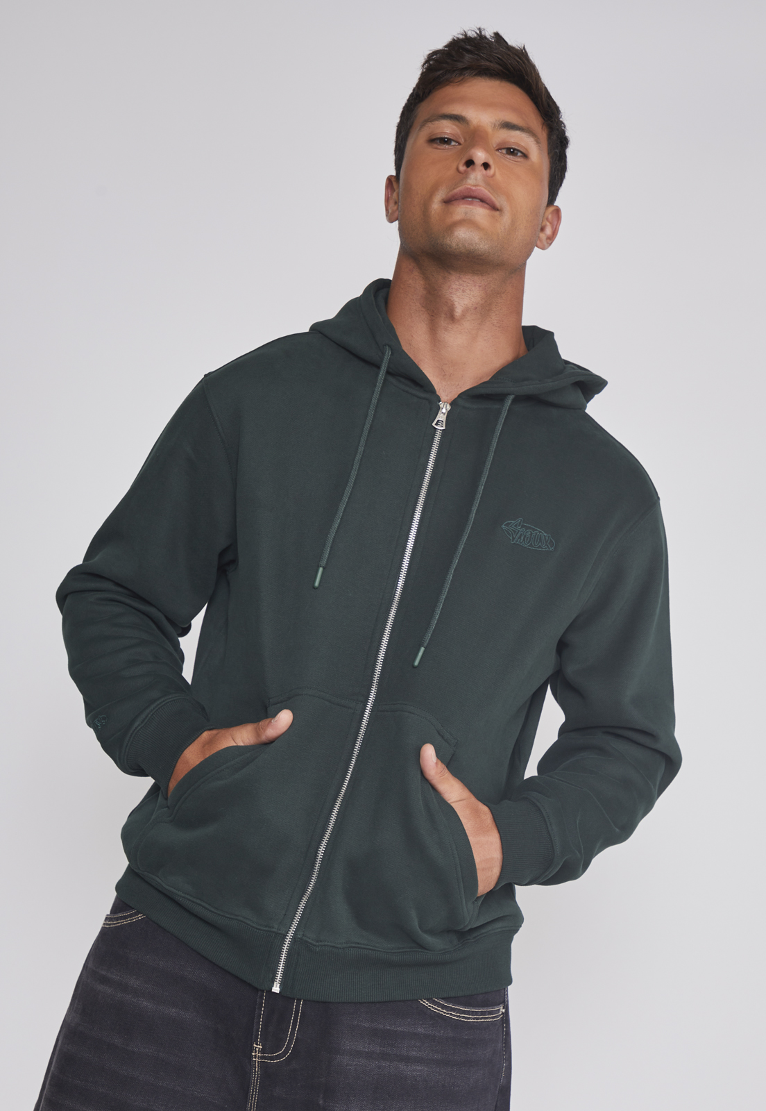 Polerón Hombre Basico Con Cierre Verde Sioux 5