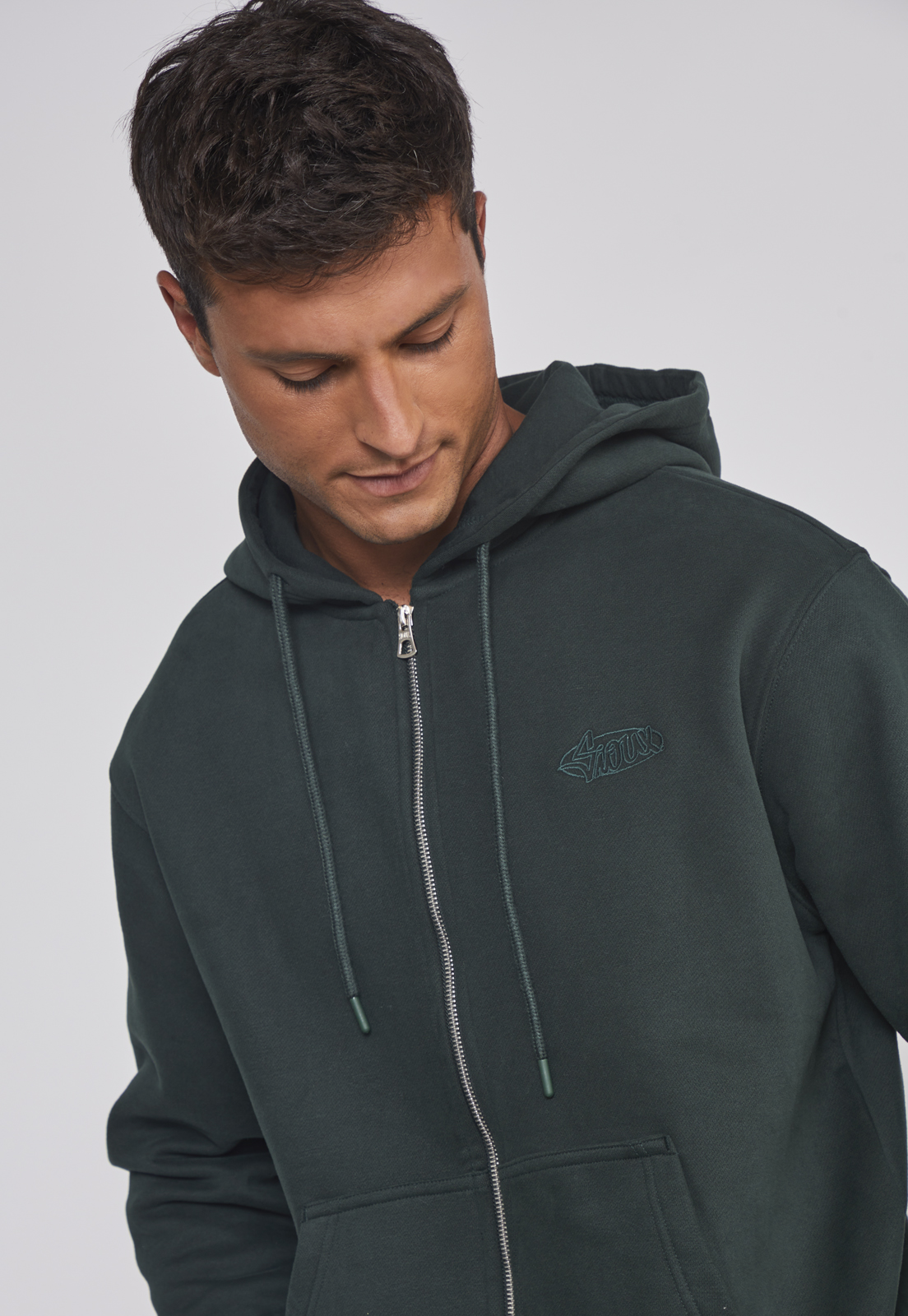 Polerón Hombre Basico Con Cierre Verde Sioux 4