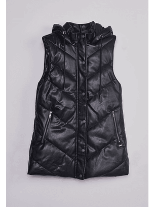 Parka Mujer Ecocuero Larga Negro Sioux