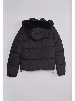 Parka Mujer Puffa Gorro Piel Negro Sioux