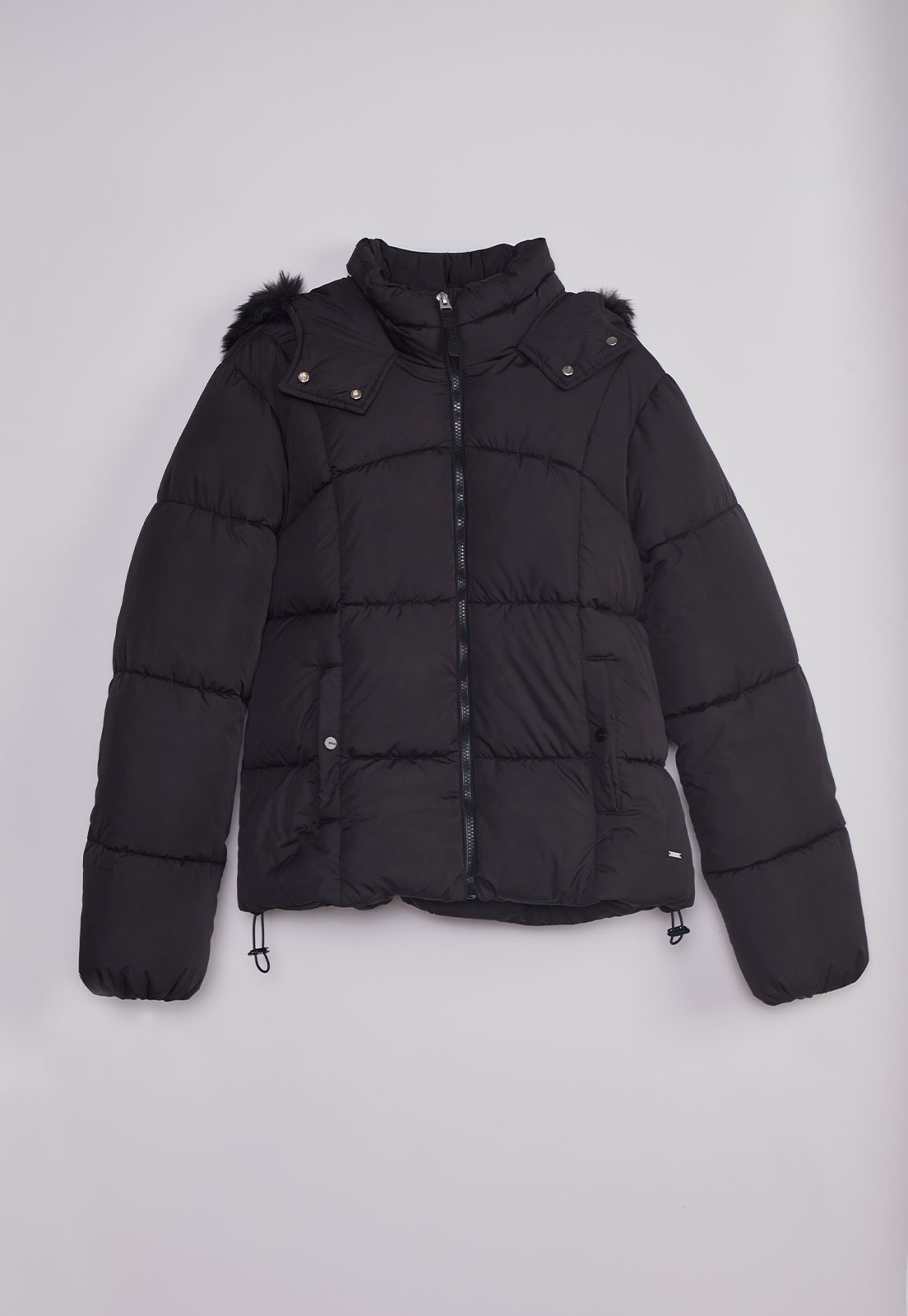 Parka Mujer Puffa Gorro Piel Negro Sioux 1