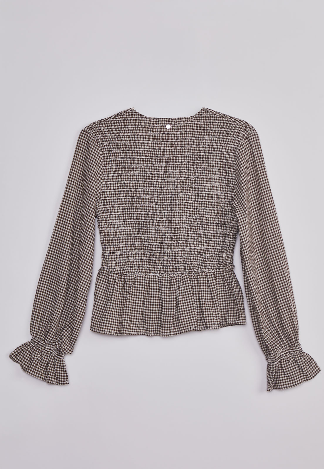 Blusa Mujer Cuadros Vichy Café Sioux 2