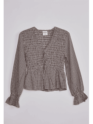 Blusa Mujer Cuadros Café Sioux