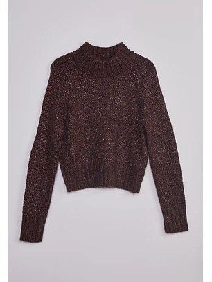 Sweater Mujer Lurex Café Sioux