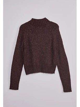 Sweater Mujer Lurex Café Sioux