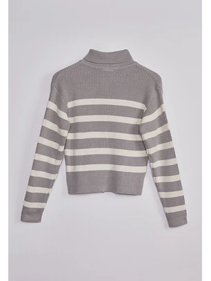 Sweater Mujer Doble Zipper Gris Sioux