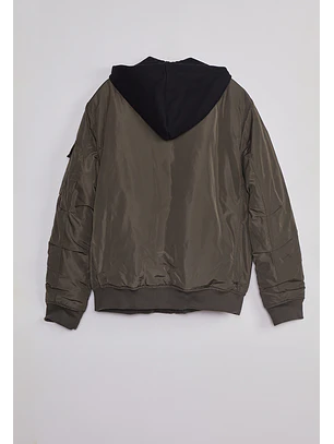 Chaqueta Hombre Acolchada Con Gorro Verde Sioux