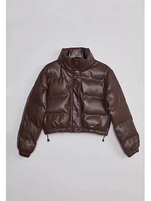 Parka Mujer Ecocuero Café Sioux