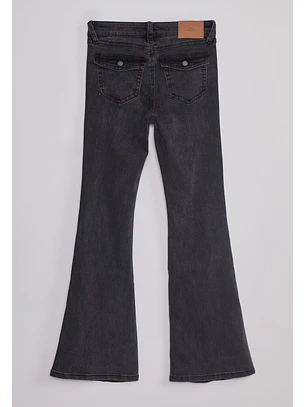 Jeans Mujer Flare Tiro Bajo Negro Sioux
